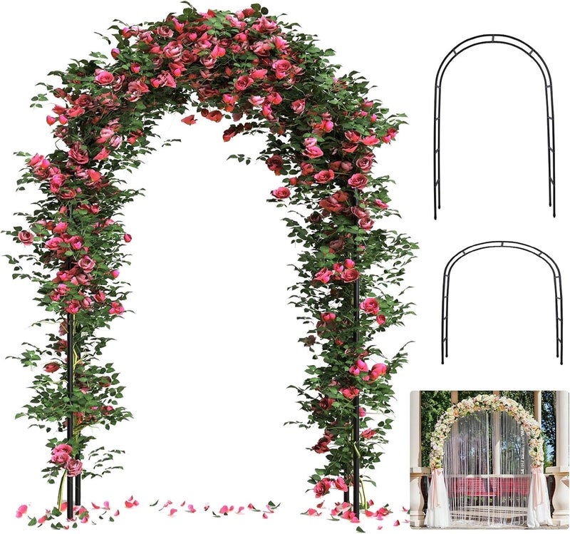 ROOLLYA قوس حديقة سميك، قوس زفاف - 4.6 * 7.8 أو 6.4 * 7.5 قدم، سهل التجميع، طويل الأمد ومتين، قوس معدني لحديقة الأروقة والنباتات المتسلقة - Image 1